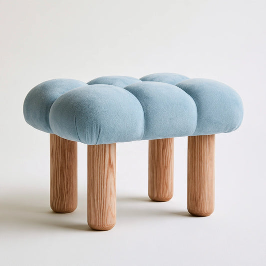 Pouf quadrato dalle linee essenziali, colore azzurro